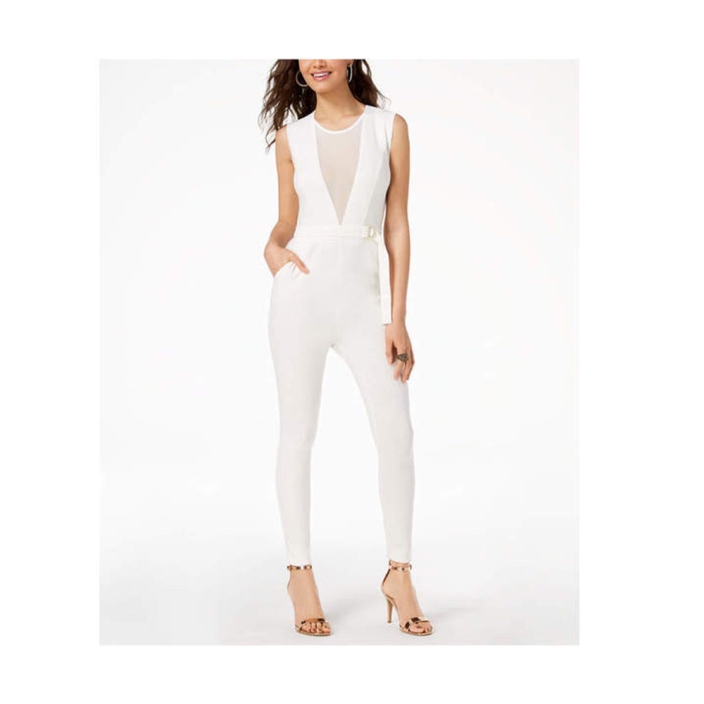 Material Girl Juniors' Illusion Belted Jumpsuit